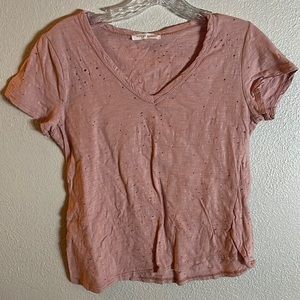 Pink Honey Punch short sleeve tee with tiny cuts